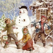 kinder bauen einen schneemann 002