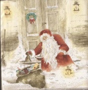 weihnachtsmann mit kätzchen